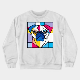 Pug Pop Art Portrait Dog Owner Vintage Funny Pug Crewneck Sweatshirt